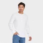 Men's Long Sleeve Textured Henley Shirt - Goodfellow & Co White