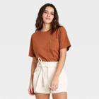 Women's Short Sleeve Boxy T-shirt - Universal Thread Rust