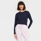 Women's Long Sleeve T-shirt - A New Day Navy