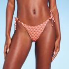 Women's Ribbed Side-tie Scoop Front High Leg Extra Cheeky Bikini Bottom - Wild Fable Geo Print Xxs, One Color