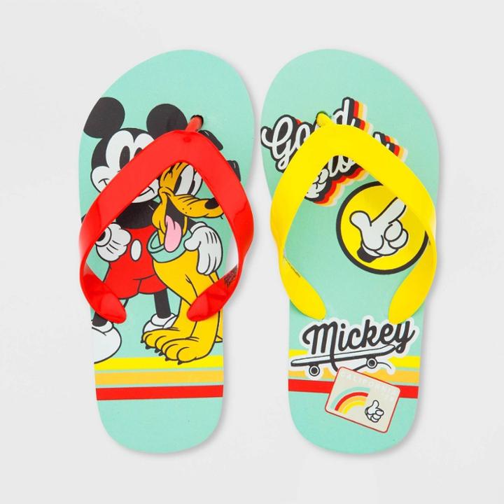 Boys' Disney Mickey Mouse Flip Flop Shoes - Green 13-1 - Disney