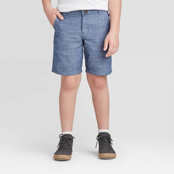 Boys' Stretch Flat Front Chino Shorts - Cat & Jack Navy