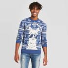 Mad Engine Men's Llama Hanukkah Family Ugly Holiday Sweater - Dark Blue