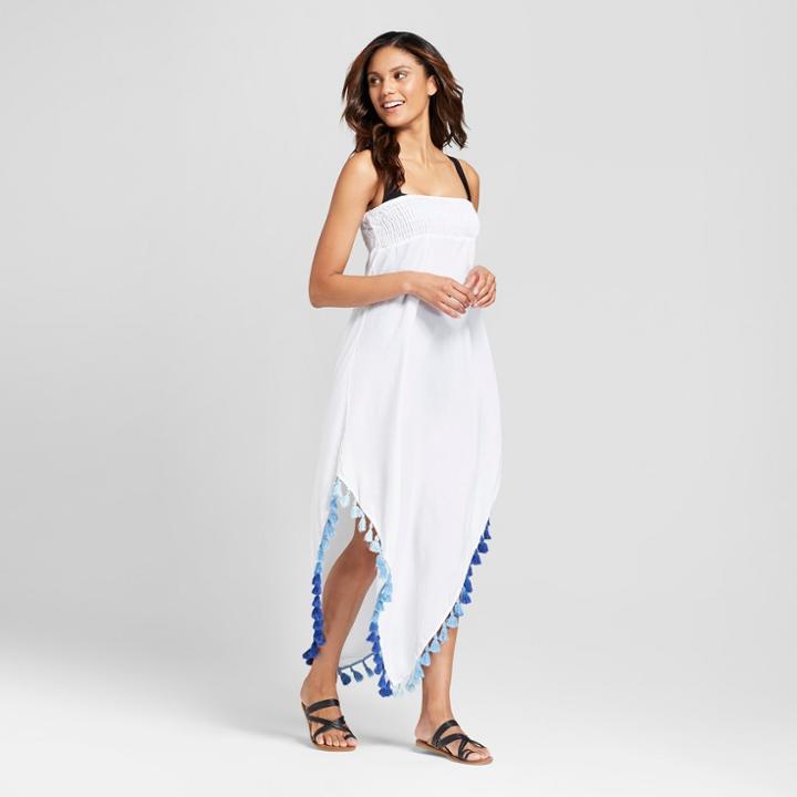 Mango Reef Women's Tube Tassel Trim Midi Cover Up Dress - White