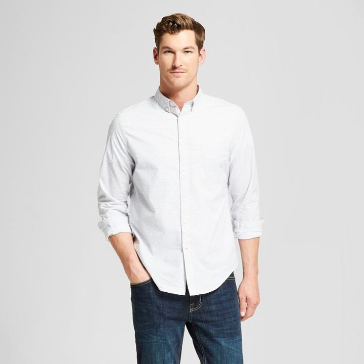 Men's Standard Fit Long Sleeve Northrop Button-down Shirt - Goodfellow & Co Silver