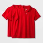 Boys' 3pk Short Sleeve Pique Uniform Polo Shirt - Cat & Jack Red Pop