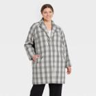 Women's Plus Size Plaid Anorak Jacket - A New Day Gray