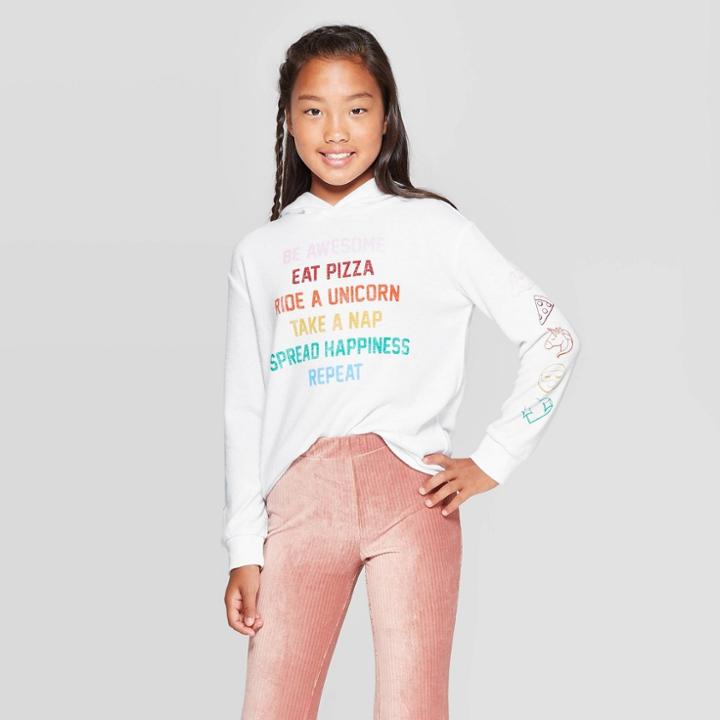 Girls' Long Sleeve Sweatshirt - Art Class White S, Girl's,