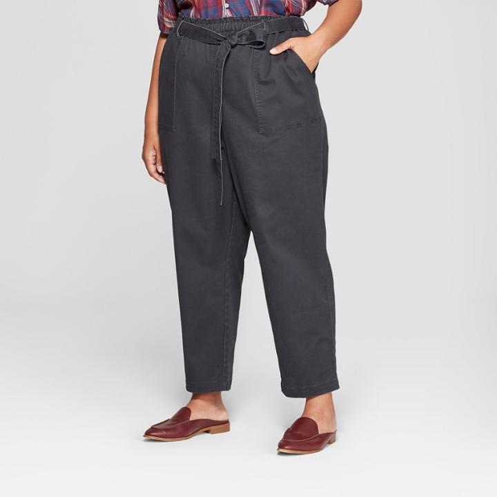 Women's Plus Size Tie Waist Pants - Universal Thread Dark Gray