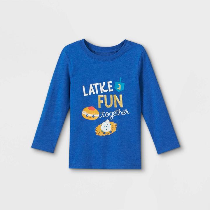 Toddler Boys' Hanukkah Graphic Long Sleeve T-shirt - Cat & Jack Blue