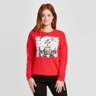 Zoe+liv Women's Bad Santa Kitty Graphic Sweatshirt - Red Brick