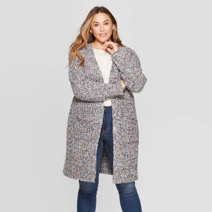 Women's Plus Size Long Sleeve V-neck Grandpa Cardigan - Universal Thread Gray 3x, Women's,