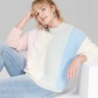 Women's Striped Plus Size Fuzzy Colorblock Pullover Sweater - Wild Fable Blue/purple 2x,