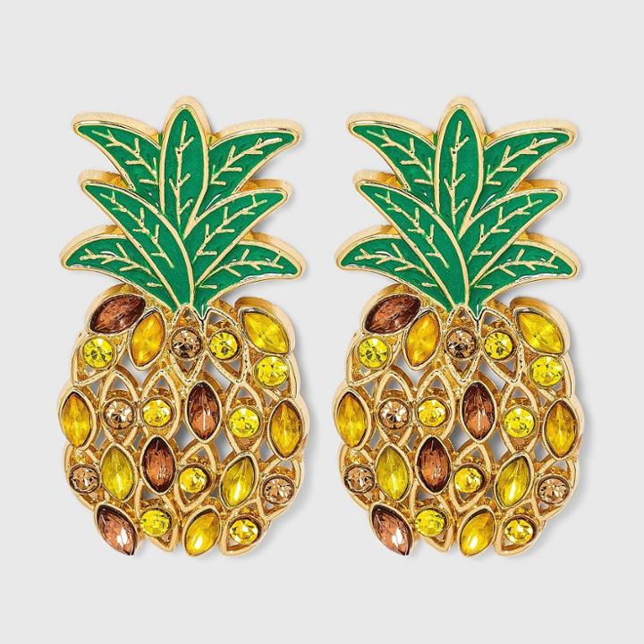 Sugarfix By Baublebar Crystal Pineapple Drop Earrings - Yellow