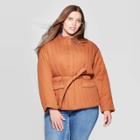 Women's Plus Size Long Sleeve Button-front Self Belted Quilted Jacket - Universal Thread Rust 4x, Women's, Size: