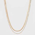 Curb And Snake Chain Layered Multi-strand Necklace - Universal Thread Worn Gold