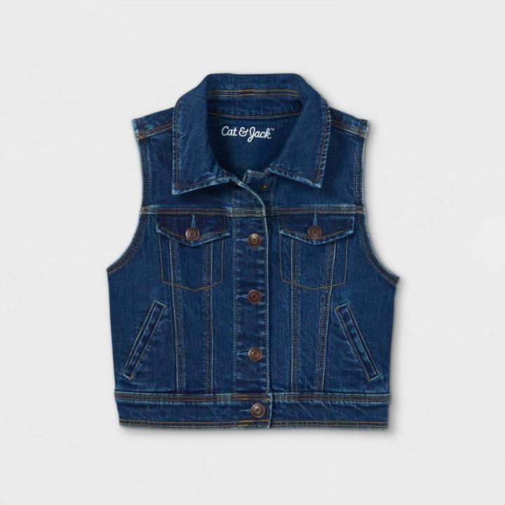 Girls' Denim Vest - Cat & Jack Dark Wash