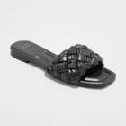 Women's Carissa Wide Width Slide Sandals - A New Day Black