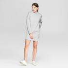 Women's Long Sleeve Mock Neck Scuba Sweatshirt Dress - Prologue Heather Gray