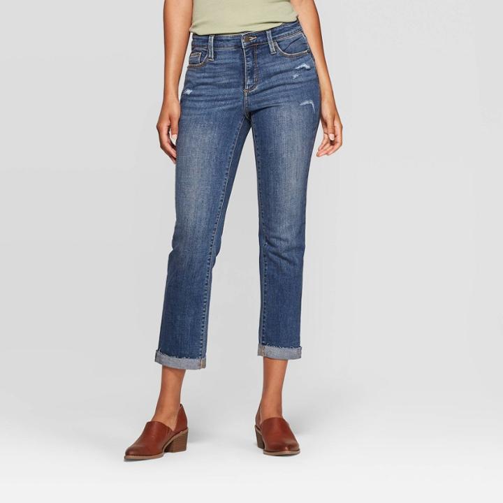 Women's High-rise Cropped Straight Jeans - Universal Thread Medium Wash 14, Women's, Blue