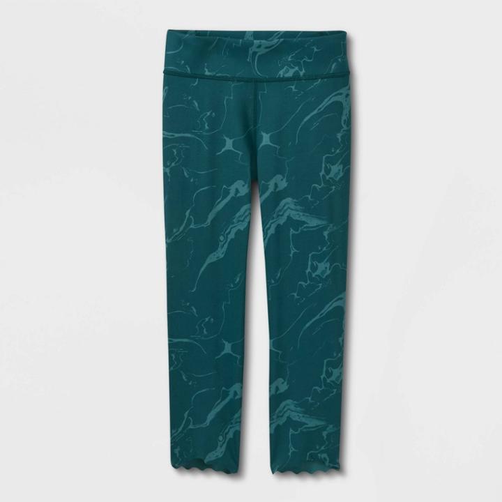 Girls' Performance Cropped Leggings - All In Motion Teal Green