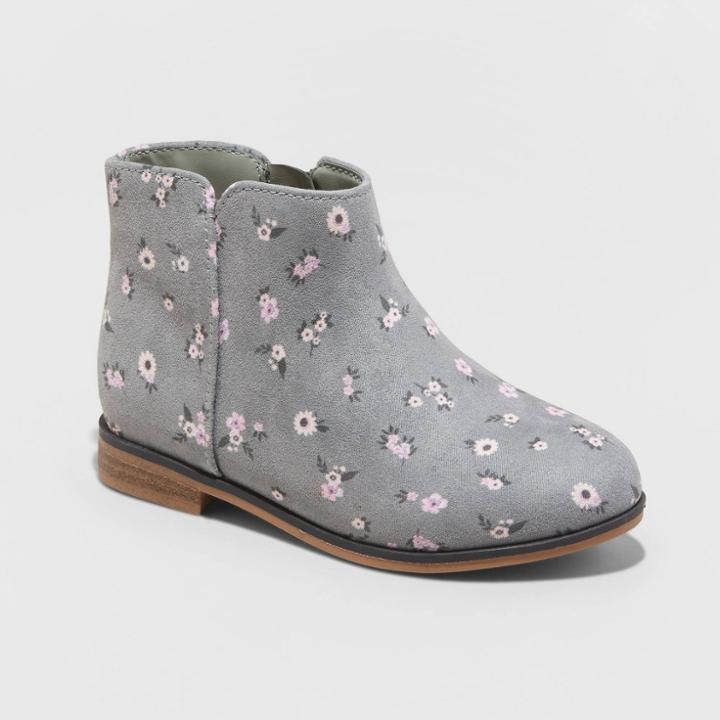 Toddler Girls' Penelope Floral Print Slip-on Zipper Booties - Cat & Jack