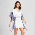 Women's Smocked Waist Tassel Trim Cover Up Dress - Merona White Print