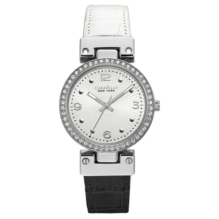 Women's Caravelle New York Reversible Strap Watch - Black/white