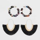 Sugarfix By Baublebar Mixed Media Hoop Earring Gift Set - Black, Women's