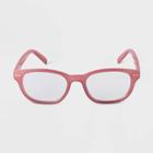 Women's Plastic Square Blue Light Filtering Reading Glasses - A New Day Burgundy