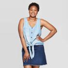 Women's Plus Size Sleeveless Round Neck Tie Front Tank - Universal Thread Indigo (blue) X