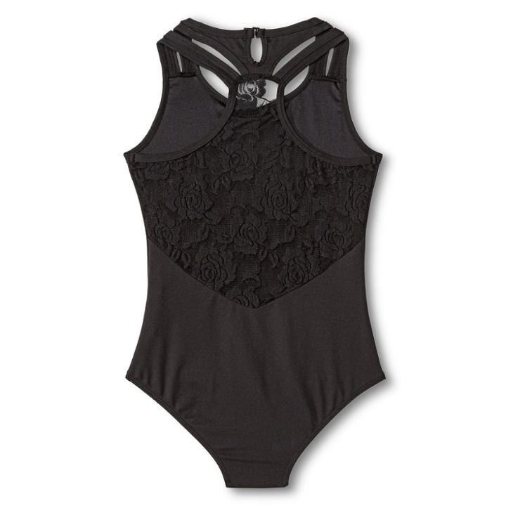 Danz N Motion By Danshuz Danz N Motion Girls' Lace Racerback Leotard - Black