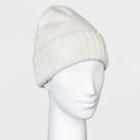 Women's Knit Jersey Beanie - A New Day Cream One Size, White