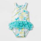 Baby Girls' Lemon Print Rash Guard - Cat & Jack Turquoise/white 3-6m, Infant Girl's, Blue