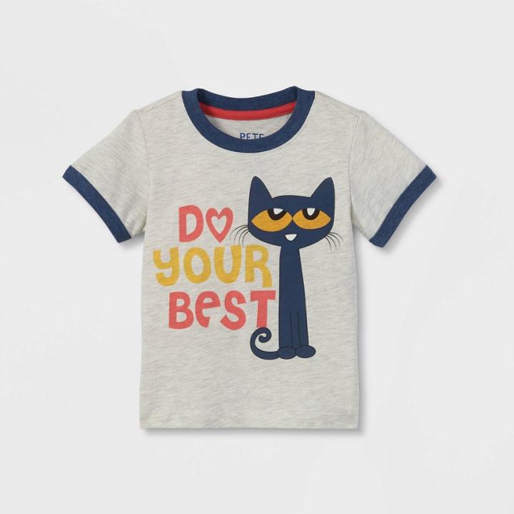 Merrymakers Toddler Boys' Pete The Cat Short Sleeve T-shirt - Beige