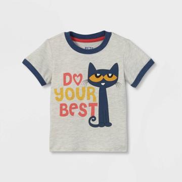 Merrymakers Toddler Boys' Pete The Cat Short Sleeve T-shirt - Beige