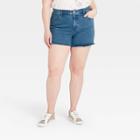 Women's Plus Size High-rise Midi Jean Shorts - Universal Thread Blue