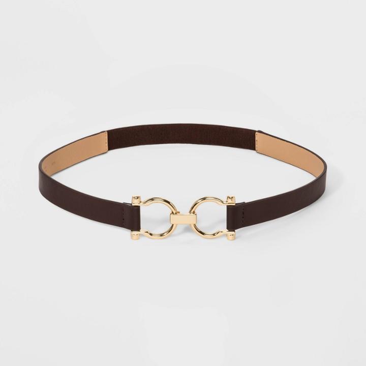 Women's Horse Shoe Buckle Belt - A New Day Brown