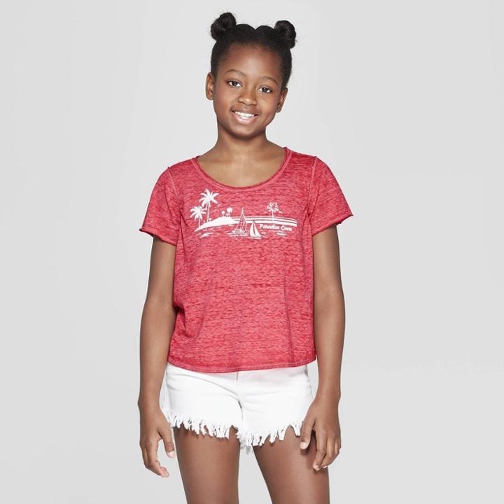 Girls' Short Sleeve Graphic T-shirt - Art Class Red