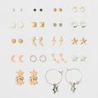 Studs With Lightning, Star And Crescent Earring Set 18ct - Wild Fable,