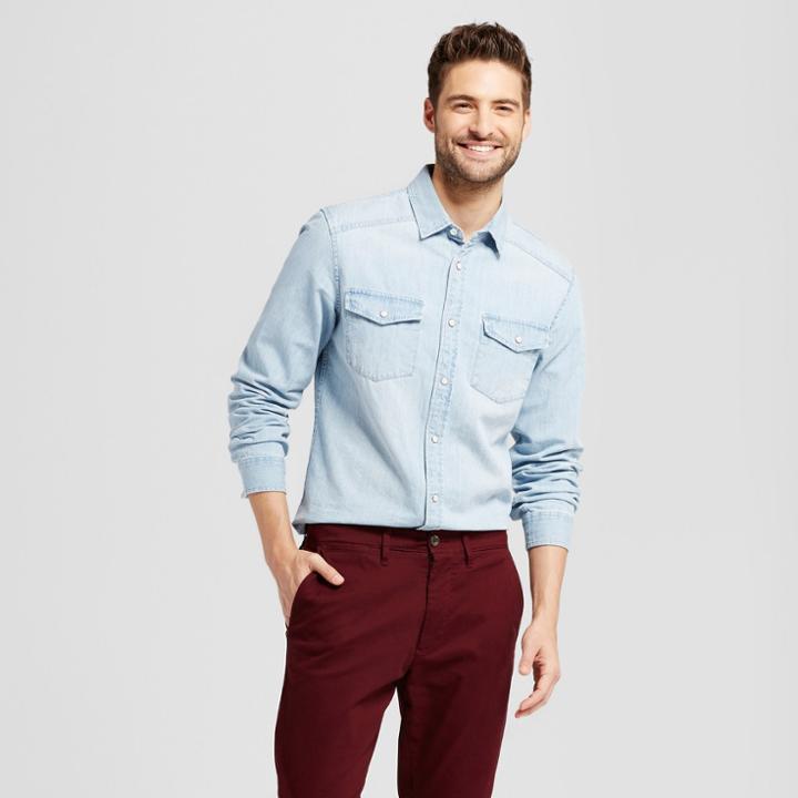 Target Men's Long Sleeve Denim Shirt - Goodfellow & Co