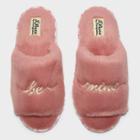 Women's Dluxe By Dearfoams Be Mine Fur Slide Slippers - Pink