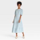 Women's Bishop Elbow Sleeve Tie-back Dress - Who What Wear Blue Floral