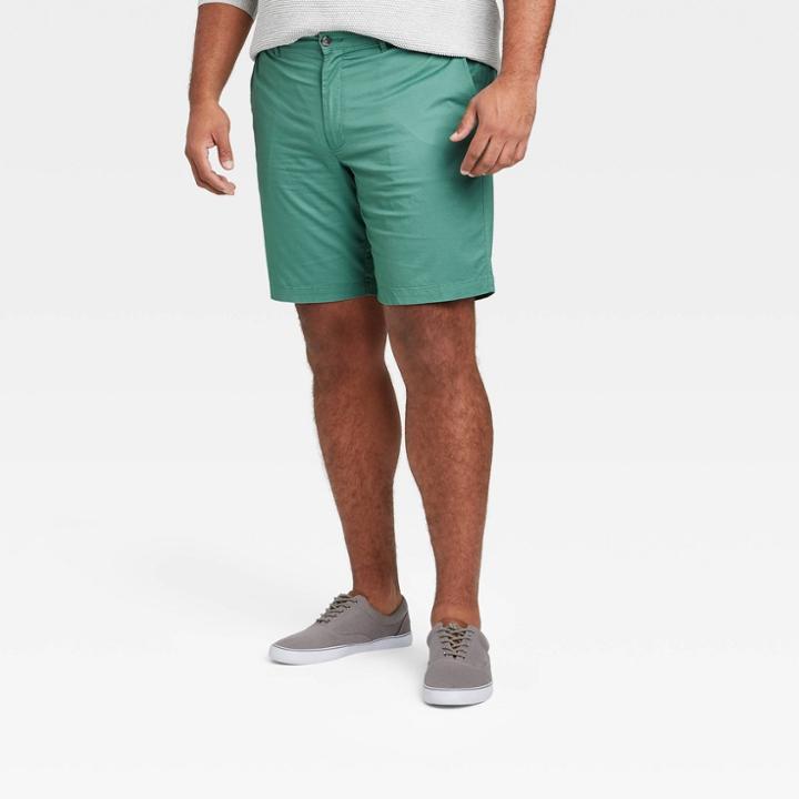 Men's Big & Tall 9 Linden Flat Front Shorts - Goodfellow & Co Dusky Green