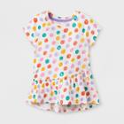 Toddler Girls' Polka Dot Short Sleeve T-shirt - Cat & Jack Almond Cream