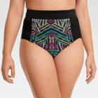 Beach Betty By Miracle Brands Women's Slimming Control Colorblock High Waist Bottom Bikini Swim Bottom - Black L,