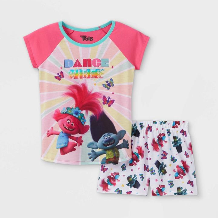 Girls' Trolls 2pc Pajama Set - Pink/white