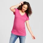 Maternity Side Shirred Striped Short Sleeve V-neck T-shirt - Isabel Maternity By Ingrid & Isabel Very Pink Heather