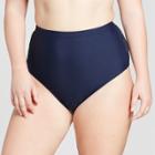 Costa Del Sol Women's Plus Size Crochet High Waist Bikini Bottom - Navy/brown X, Blue