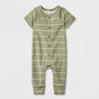 Grayson Collective Baby Ribbed Striped Short Sleeve Bodysuit - Green Newborn